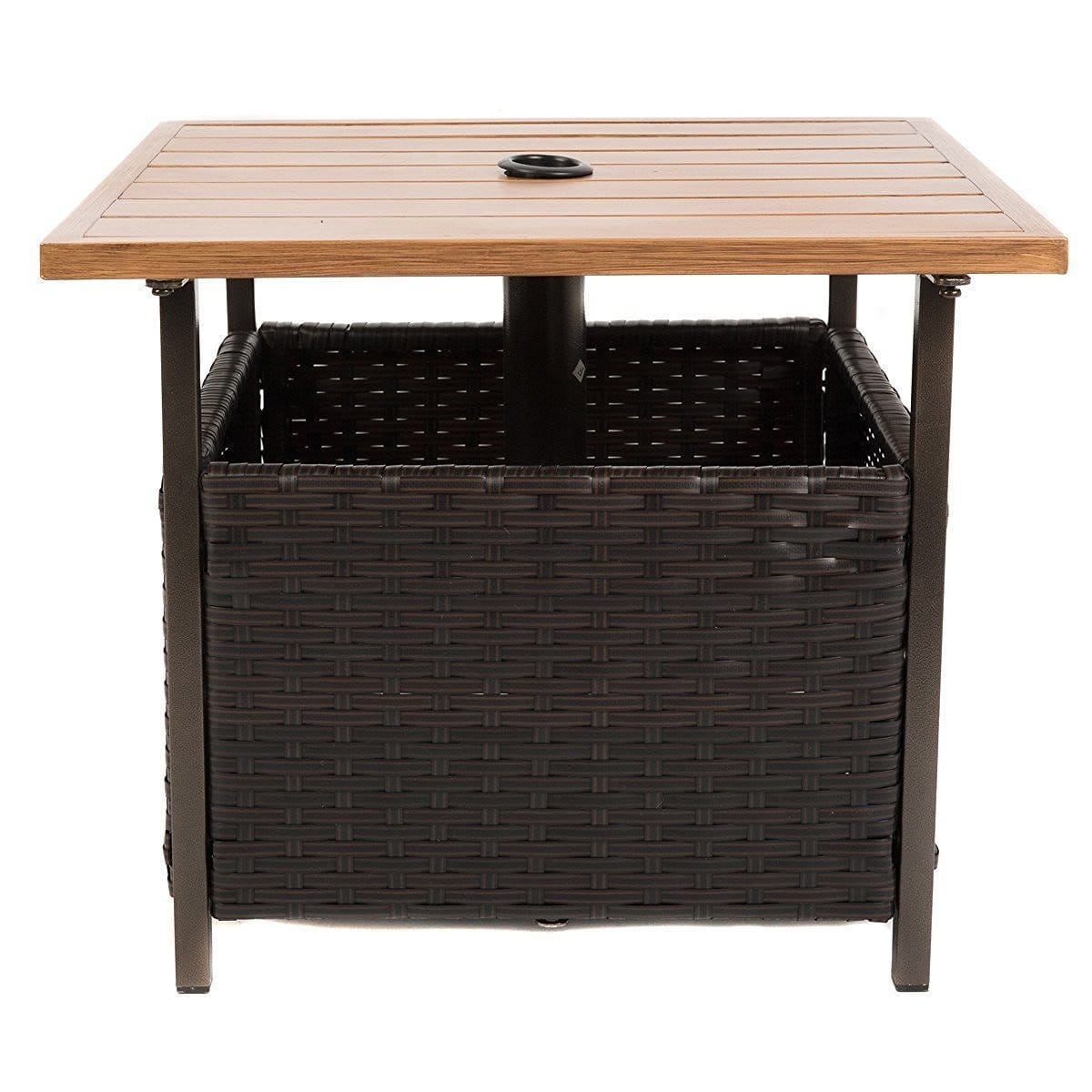 small wrought iron outdoor side table the perfect real end naturefun wicker square bistro with umbrella hole dining garden leisure coffee ottaman free shipping today living spaces
