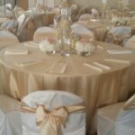 soft gold shantung tablecloths and chair sashes ivory polyester accent table cloth covers platinum sequin white spandex silver bands rhinestone makes for beautiful target ott tray 150x150