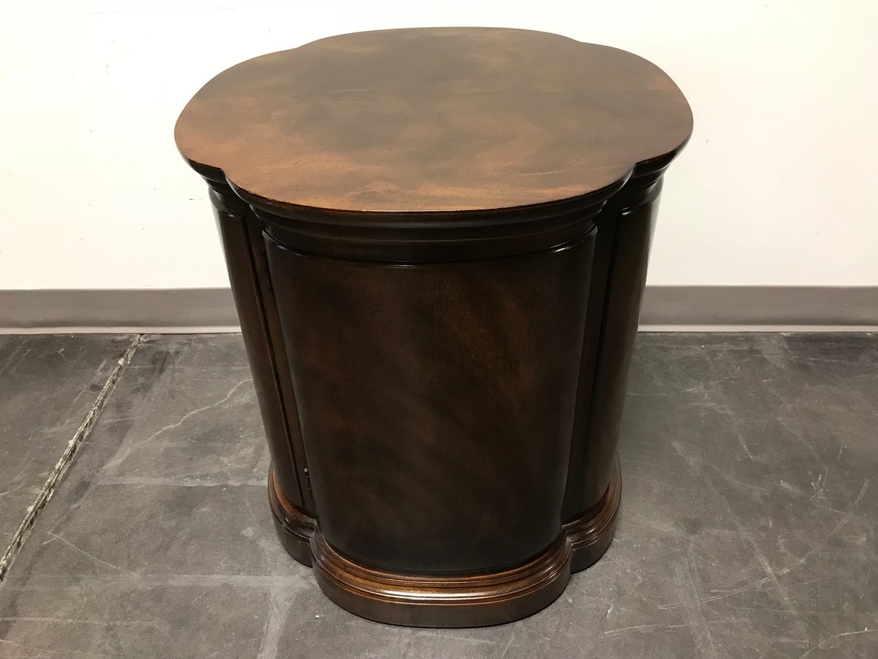 sold out henredon walnut clover shaped end side accent table cabinet boyds fine furnishings west elm industrial storage roland drum throne tables designer legs mid century