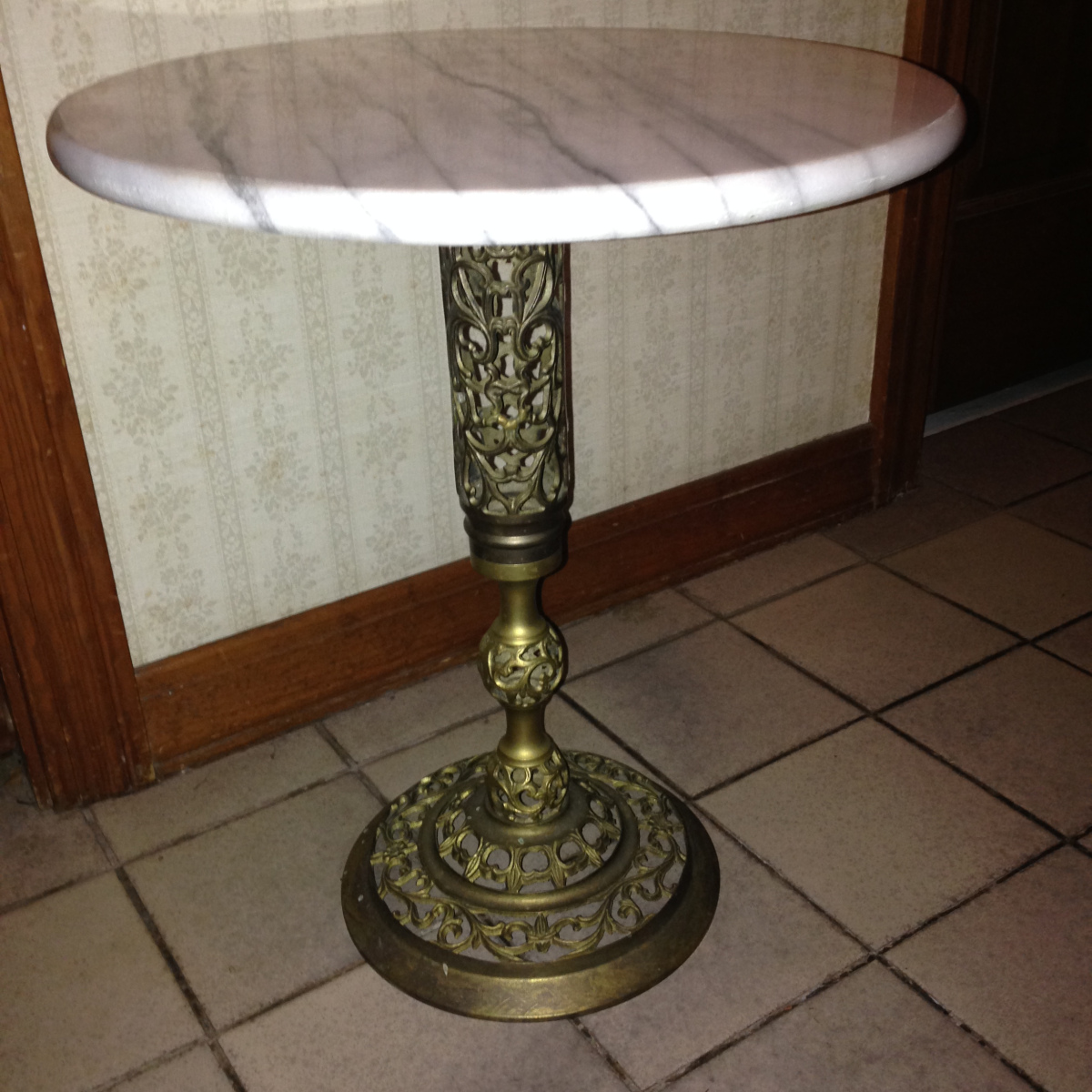 sold vintage round marble top table with ornate brass hallway accent bistro white counter height set timberline furniture bar storage black and glass coffee cube end valley side