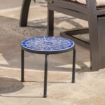 soleil outdoor blue white ceramic iron frame tile accent table side garden used furniture kohls bedspreads and comforters target floor rugs black inch round for less tablecloth 150x150