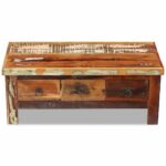 solid reclaimed wood coffee table drawers side couch accent tables this antique style will make unique addition your room its construction makes stable and secure place drinks 150x150