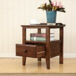 solid wood end table with drawer square corner accent narrow tables tier night stand nightstand storage pull out shelf sofa side for living small chest drawers glass lamp plastic 150x150