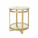 solidago modern round tempered glass coffee with iron frame christopher knight home accent table details about french small sofa toronto and chairs for spaces metal top end 150x150