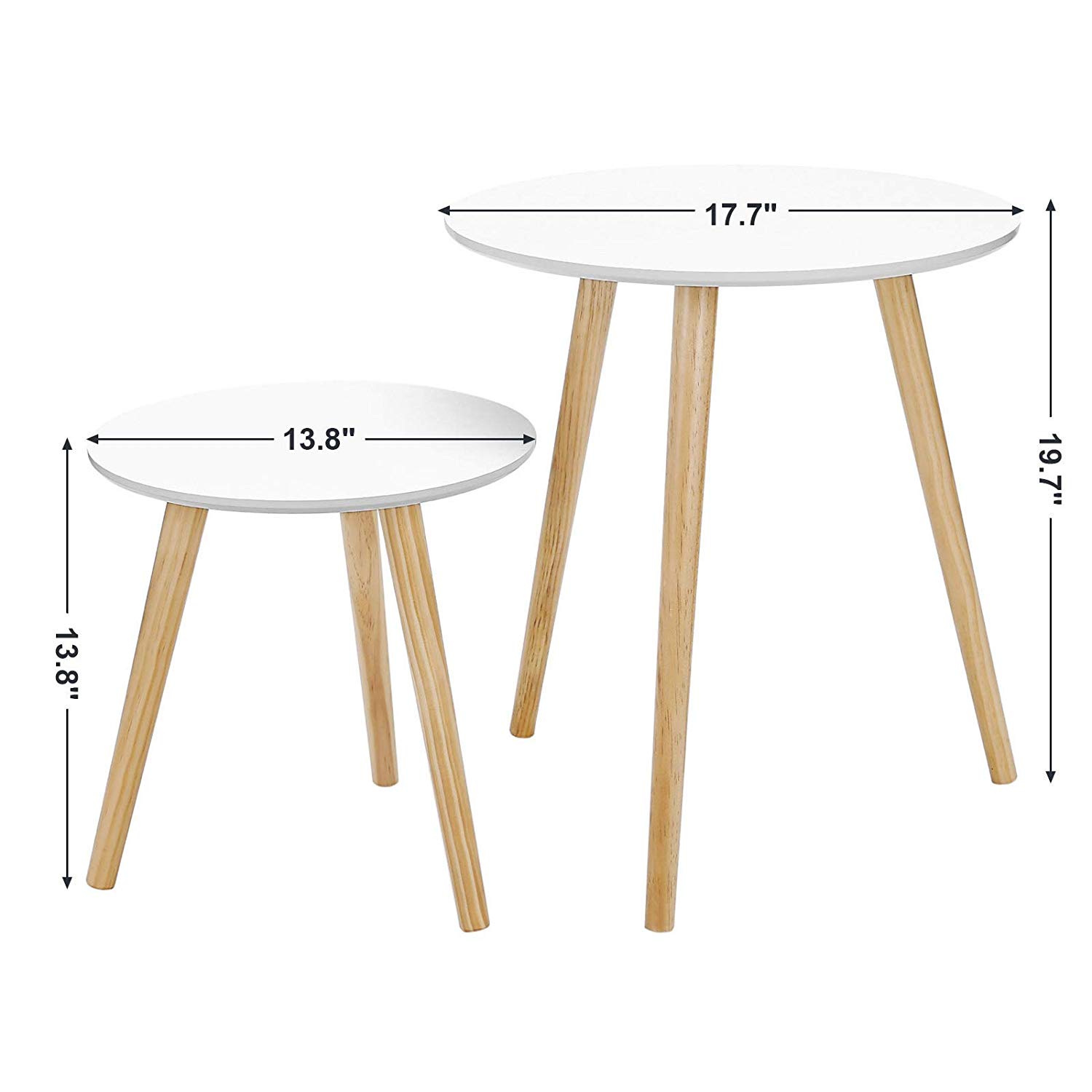 songmics nesting tables round coffee end night accent table with screw legs stand modern mini multi purpose daffodil series furniture for living room french style small patio and