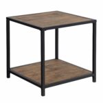songmics rustic end table tier side with accent industrial storage shelf for living room wood look furniture metal frame easy assembly crystal bedside lights round nesting tables 150x150