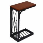 songmics snack table heavy duty sofa side for small accent tables under living room with brown wood top kitchen dining glass coffee chippendale furniture apothecary pottery barn 150x150