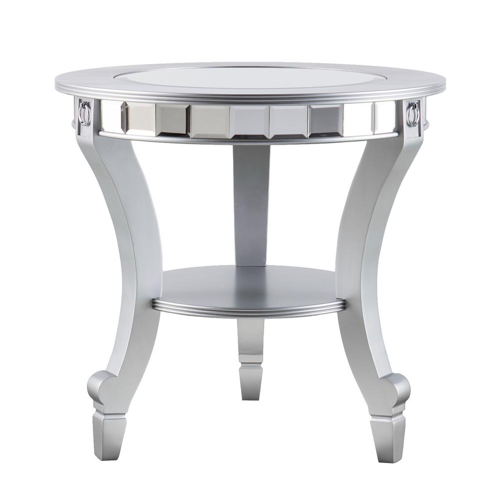 southern enterprises kempsey silver glam mirrored round end table matte with mirror tables cube accent the west elm hanging lamp target hexagon home ornaments patio umbrella