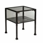 southern enterprises terrarium display side end table black glass accent with silver distressed finish kitchen dining bedside tables wall three piece set short nightstand bookends 150x150