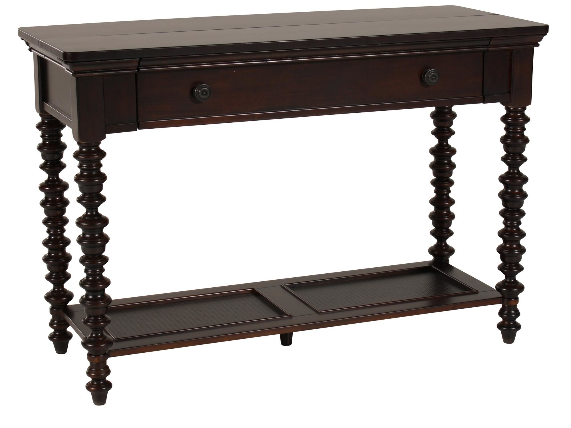spindle leg traditional console table dark brown mathis brothers ash wood accent pottery barn kitchen tables and chairs small cabinet with doors marble look dining target