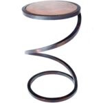 spiral round iron accent table with hammered copper top twi dark brown larger ashley chairs bar towels full size mattress feet inch legs white resin coffee modern mirrored clear 150x150