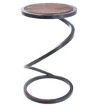 spiral round iron accent table with reclaimed wood top twi metal wrought base and larger coffee tables melbourne navy blue bunnings chairs teal storage cabinet outdoor sofa dining 150x150