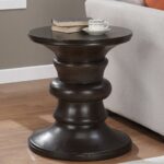 spool espresso finish accent table popscreen threshold wood pedestal living room end tables with drawers round coffee metal legs industrial drawer wall unit furniture drum console 150x150