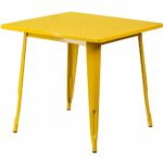 square industrial table yellow metal small multipurpose accent indoor outdoor all weather colorful kitchen living room garden patio ebook weathered gray cedarwood furniture 150x150