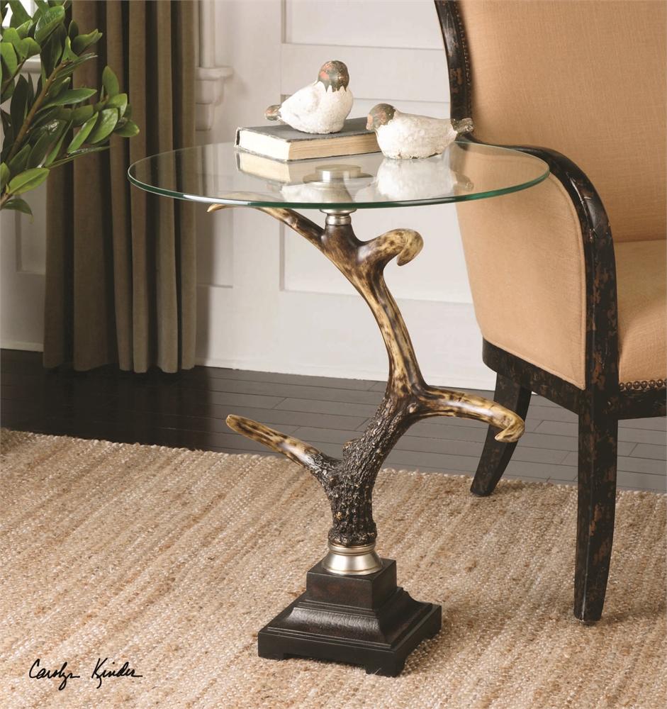 stag horn accent table brown interiors uttermost rubati target dining set funky bedside diy rustic coffee blown glass chandelier college room ideas tables edmonton wood triangle