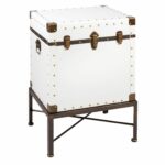 storage always your side with our edgy accent table this nailheads spacious trunk features metal and traditional closures keep items handy ashley furniture end tables elemental 150x150