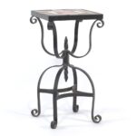 stylish wrought iron accent table with vintage tile top sold black pottery barn side chairs settee tables dining seats brass coffee computer for small spaces balcony and room only 150x150