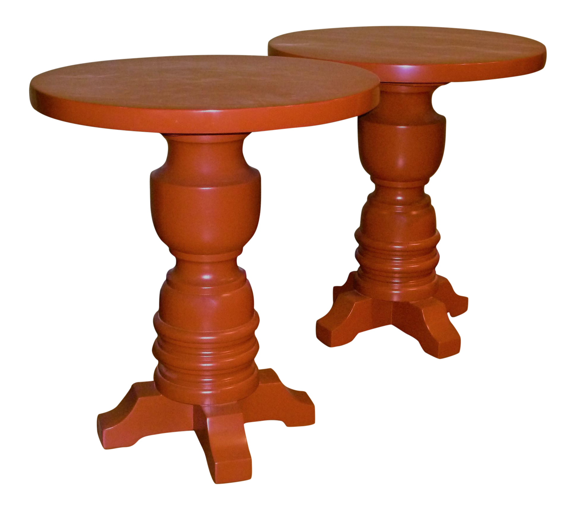 superb pair architectural mid century modern orange lacquered side tables outdoor table decaso console plastic furniture set two lamps bench hairpin accent desk short legs metal