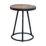 swanky home round industrial mini accent table dfl antique gold faceted with glass top riveted ring wood iron vintage style kitchen dining corner stand outdoor lounge chairs small 150x150
