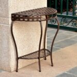 table outdoor half moon wrought iron patio console tier basket accent weave design internationalcaravan small coffee designs white bedside nautical lamp shades side end antique 150x150