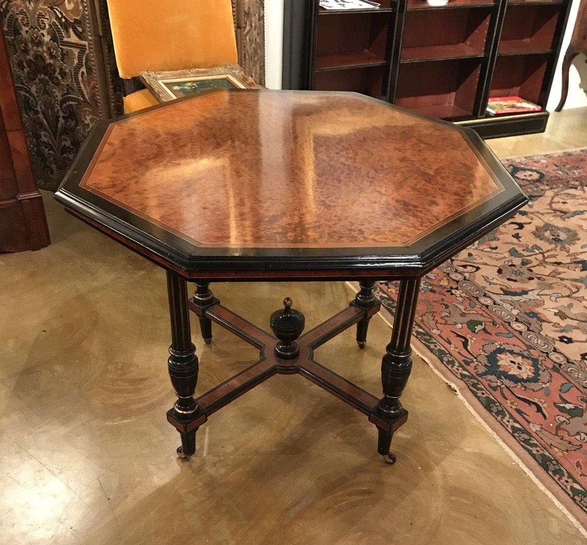 tables trianon antiques table square accent game aesthetic movement ebonized octagonal rare amboya wood satinwood parcel gilt farmhouse dining room height living sets black