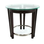 tag archived glass metal coffee table round end woodburn and lamp sets tempered contemporary dark hazelnut kitchen stunning conte eyelet accent full size half moon console ethan 150x150