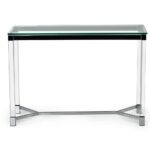talia glass and chrome sofa table the console tables metal accent with shelf internet bassett dining chairs vintage shabby chic chest drawers living room wall clock party 150x150