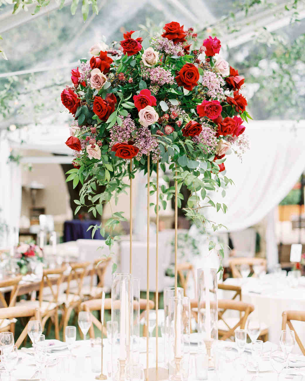 tall centerpieces that will take your reception tables new jen dillender vert chloe accent table centerpiece with red and pink garden roses small square end kid runner foyer