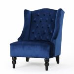 tall wingback tufted velvet accent chair vintage club round pedestal table seat for living room navy blue kitchen dining wicker furniture set clearance console with wine rack 150x150
