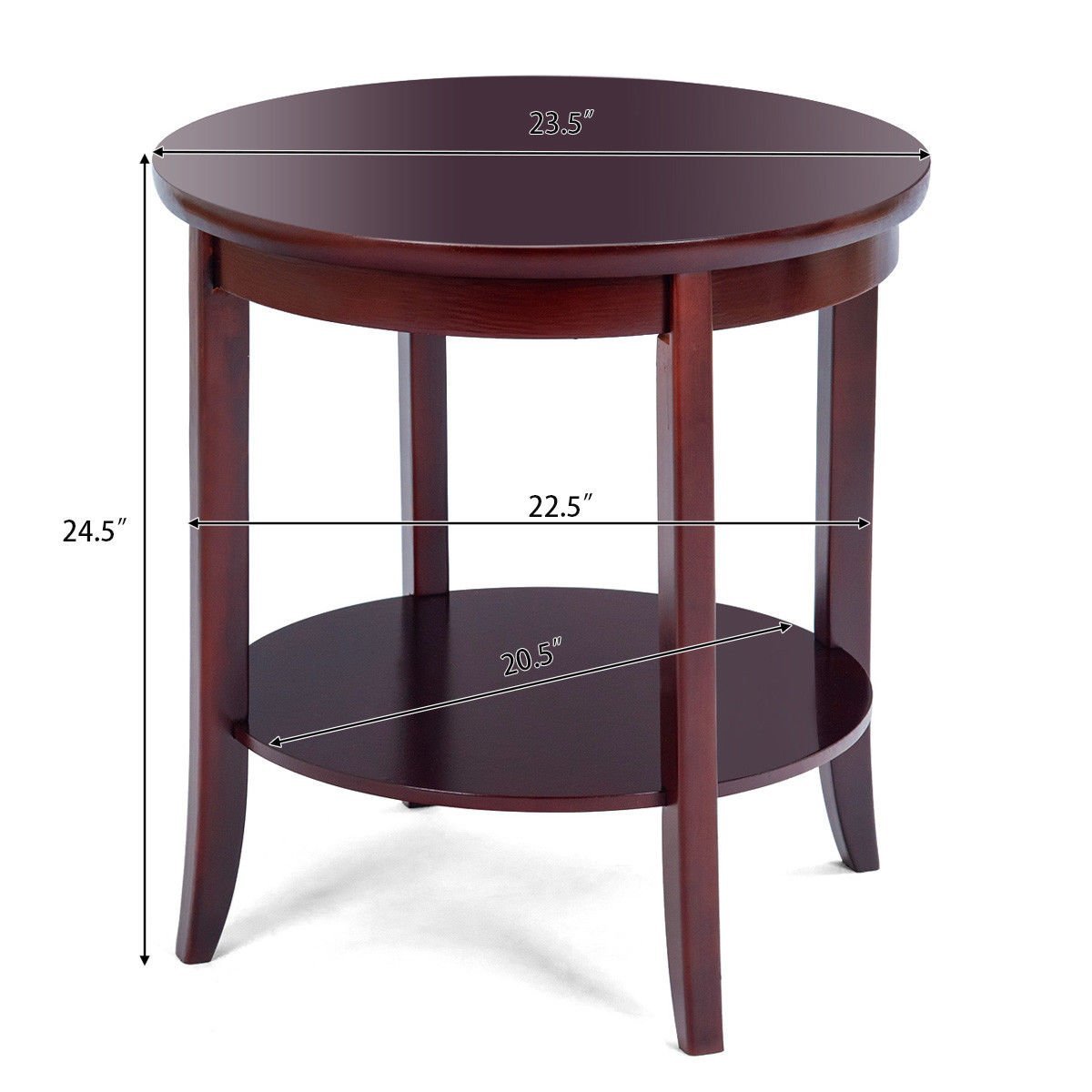 tangkula round wood end table living room sofa side accent with screw legs coffee storage shelf simple design multi purpose small space nightstand french style portable mirrored