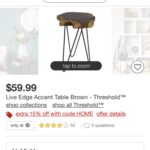 target live edge accent table brown threshold tiffany peacock lamp kirklands bar stools fold away coffee ikea maple trestle side round glass next bedside tables pink cocktails 150x150