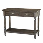 target marketing systems haley collection industrial scalloped accent table home style wooden buffet with bottom shelf and drawers weathered grey buffets furniture tables gold 150x150