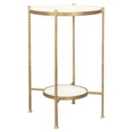 tavis hammered gold round marble end table kathy kuo home product accent vintage crystal lamps martini side contemporary dining chairs coral decorative accents living room shelves 150x150
