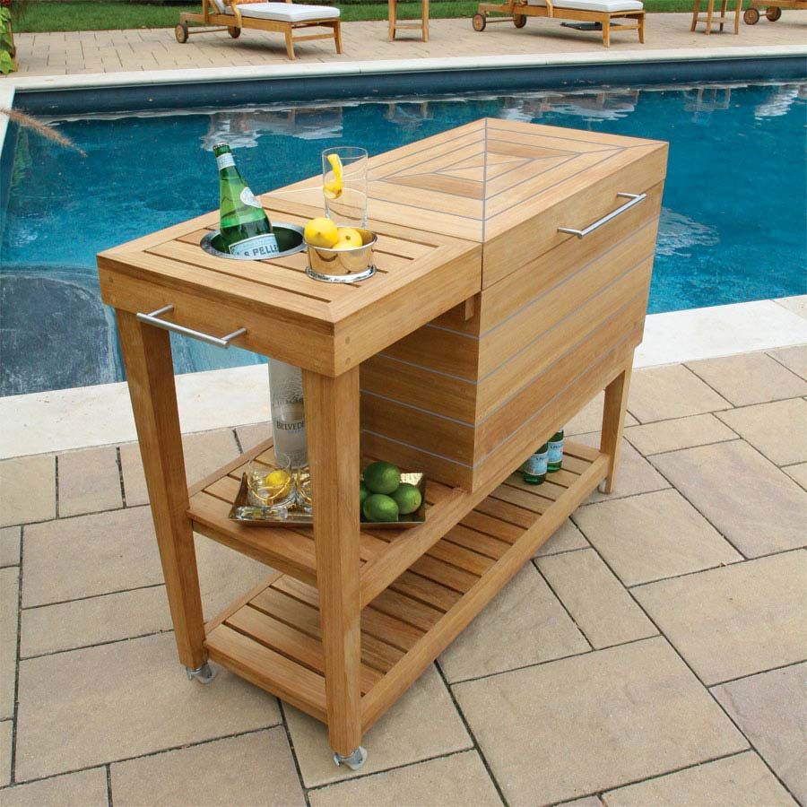 teak cooler and drink stand cucina cart country casual outdoor side table beverage chairs dale tiffany lily lamp small end hammered bedside lamps mid century modern furniture