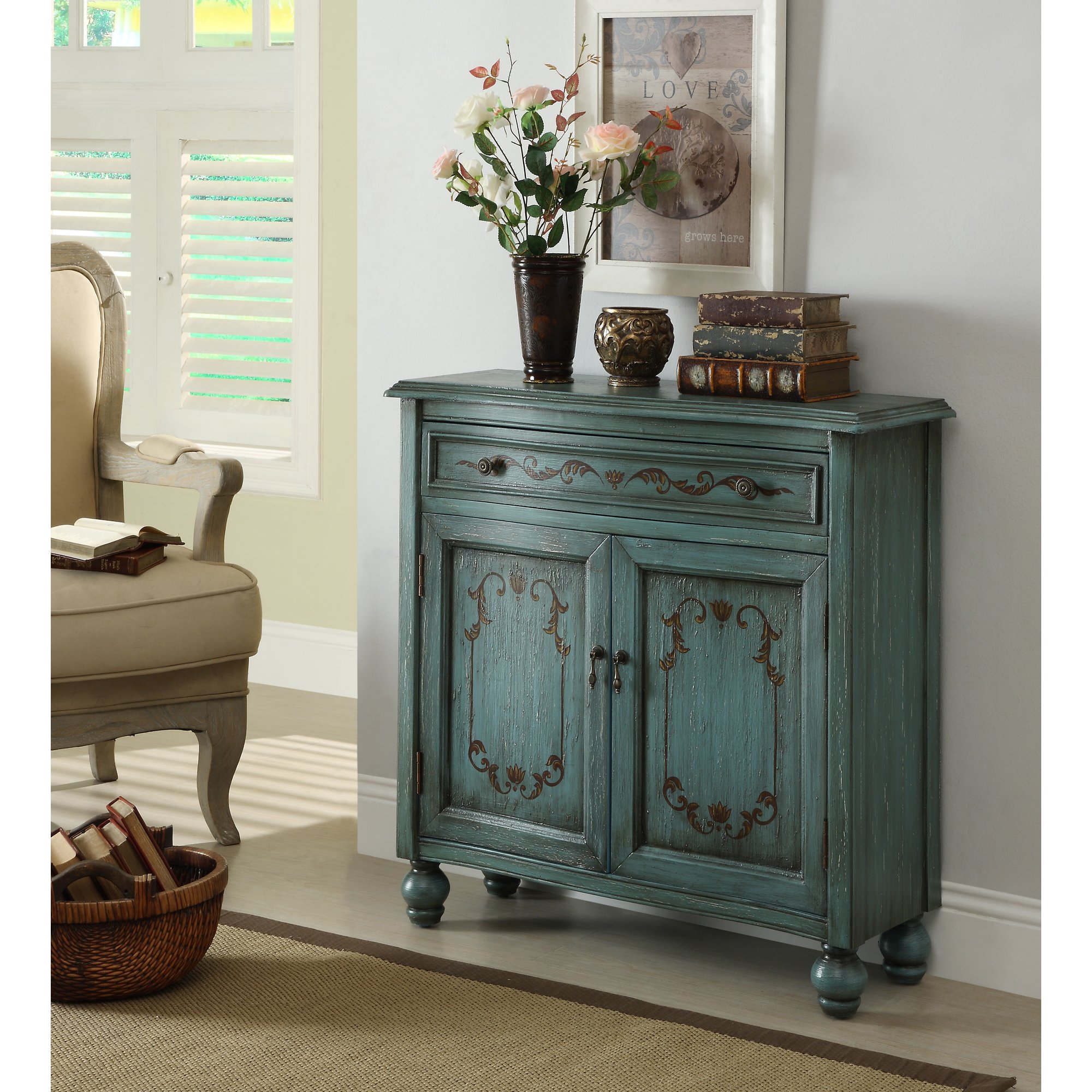 teal accent cabinet side table chest doors shelves vintage lotta door with details about distressed entry decor pottery barn trestle bark thins target turquoise home accents for