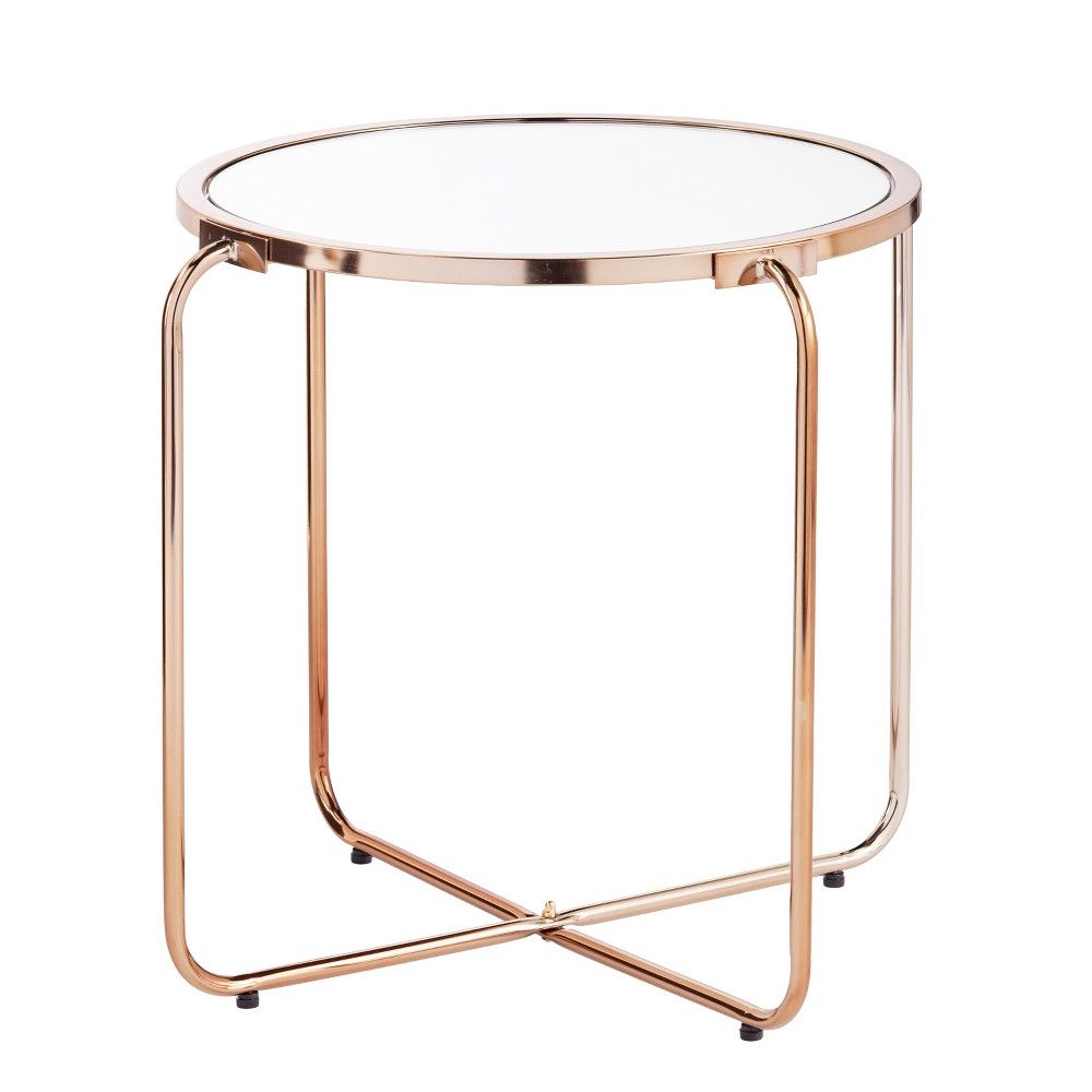 the aiden lane elza accent table with mirrored top adds mini sophistication any space legs provide open look while and frame washer dryer narrow oak coffee ballard designs clear