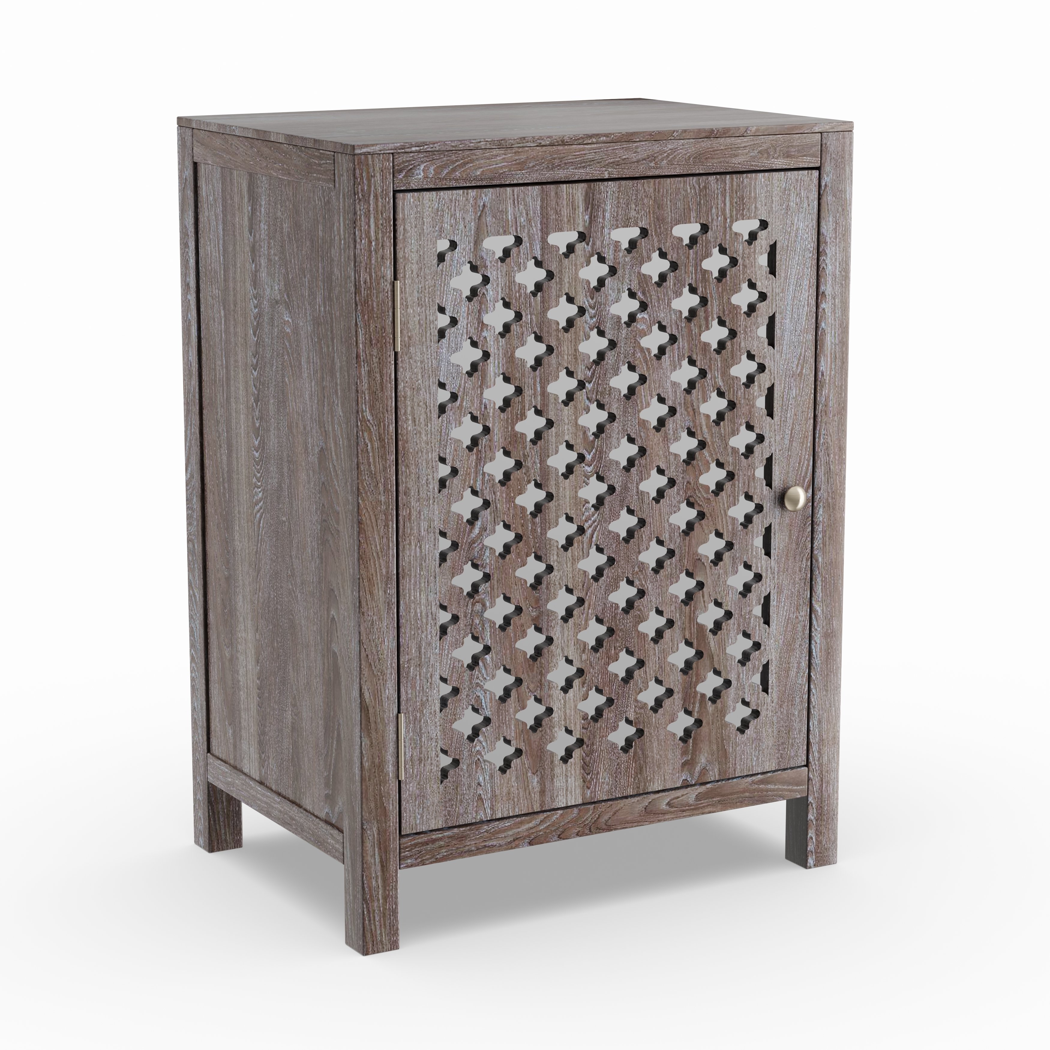 the curated nomad tabitha distressed grey quatrefoil end table maison rouge anatole with mirror accent free shipping today mohawk home rugs lanterns turquoise console outdoor