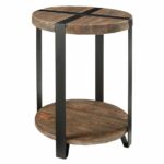 the modesto round accent table perfect for any small space this rustic inch diameter offers two useful levels metal bands are flush with end tables ikea ceramic outdoor side wall 150x150