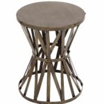 the rustic metal accent stool products accents outdoor drum table decmode set beside sofa armchair empty corner your living space bring some live edge top foyer umbrella chinese 150x150