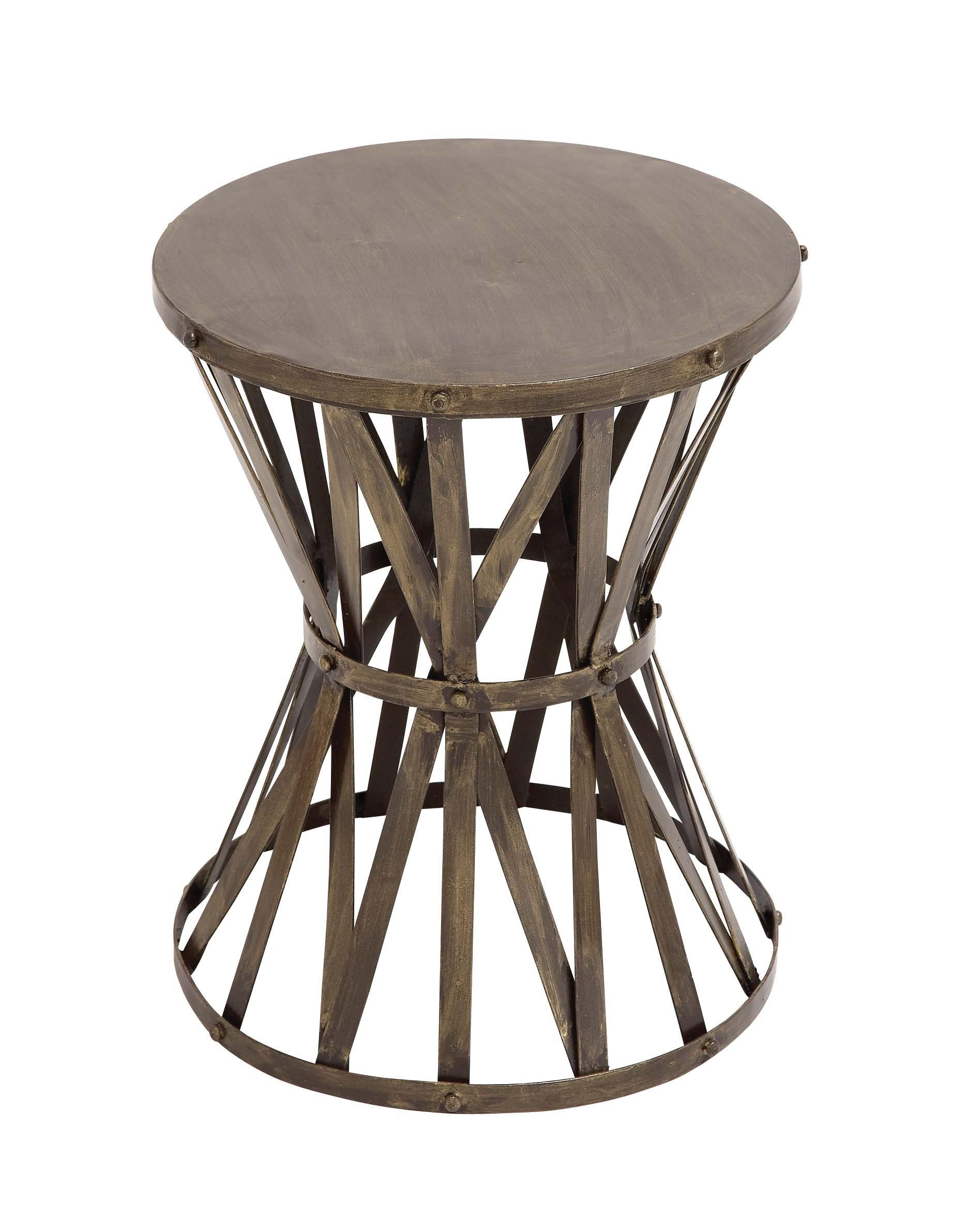 the rustic metal accent stool products accents outdoor drum table decmode set beside sofa armchair empty corner your living space bring some live edge top foyer umbrella chinese