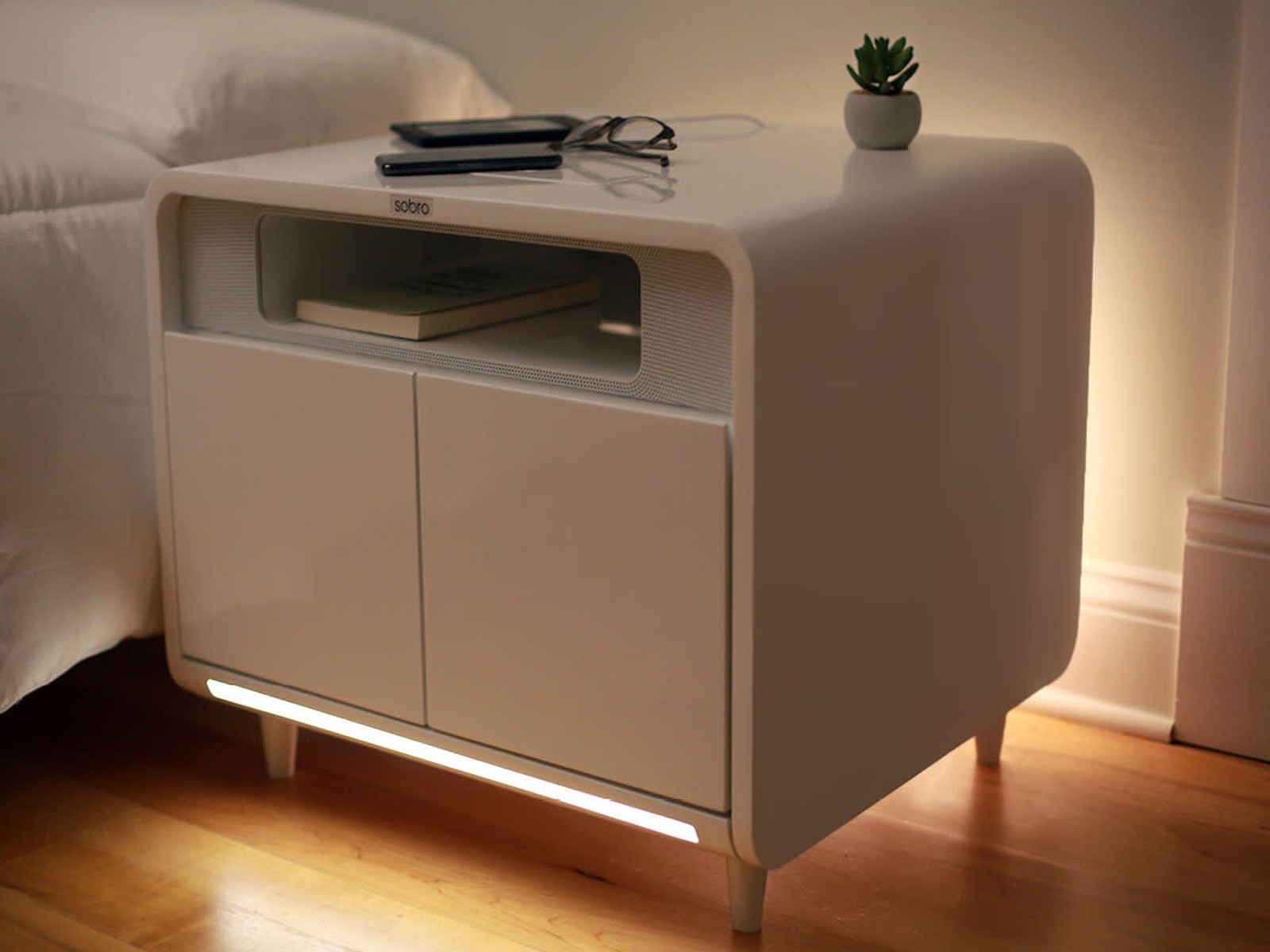 the sobro smart side table wants improve your bedside experience sombro hero accent with usb confession night stand covered clutter usually home water bottle iphone complete
