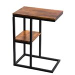 the urban port brown iron framed mango wood accent table with lower coffee tables upt shelf three drawer side distressed trestle pedestal dining room pier piece patio set moroccan 150x150