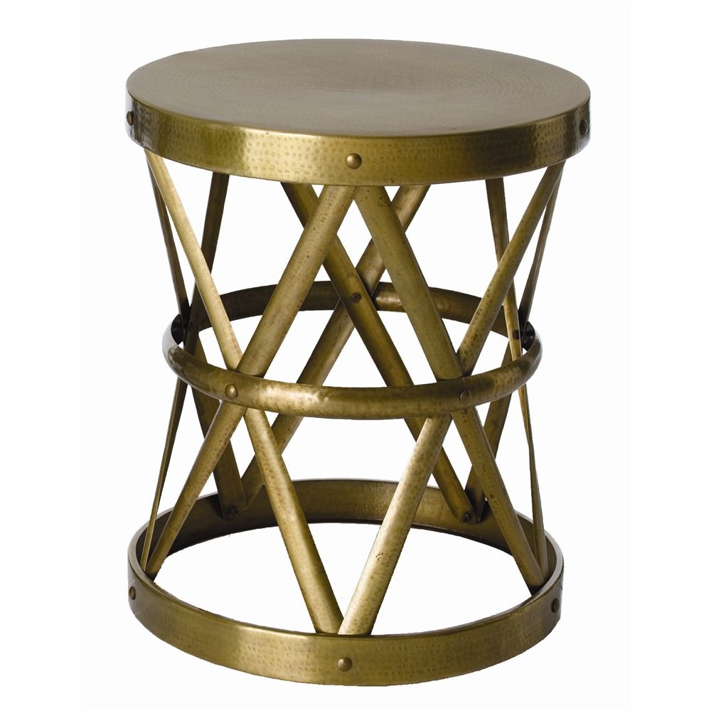the vintage brass ello side table hollow center shaped outdoor metal drum accent natural iron straps formed design target kitchen chairs light colored coffee piece west elm