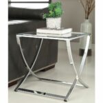 this contemporary side table has beautiful chrome finish with accent phone tempered glass top the living space piece for use corner television stand teak lounge chairs unusual 150x150