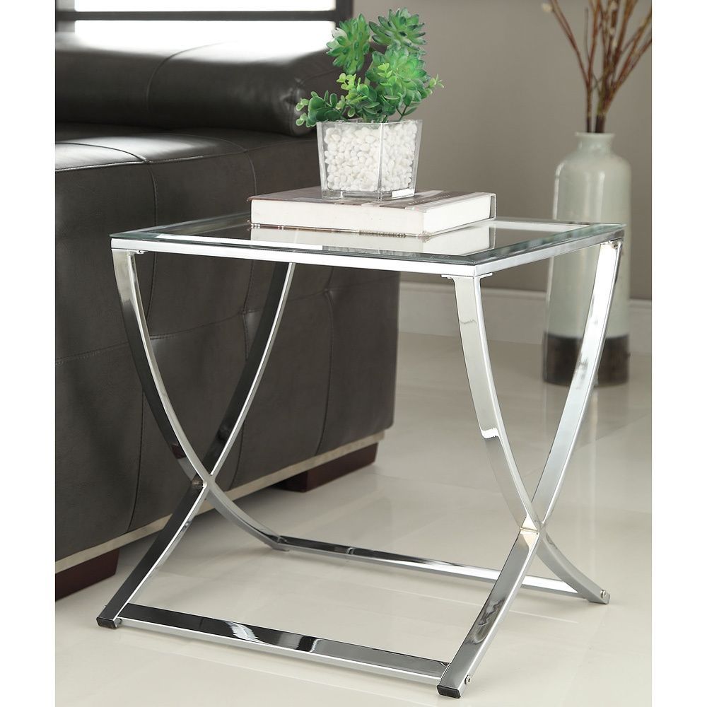 this contemporary side table has beautiful chrome finish with accent phone tempered glass top the living space piece for use corner television stand teak lounge chairs unusual