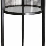 this drum style accent table finished aged black iron with end tables slim tapered legs phone charging furniture small drinks fridge kmart dining country cottage decor ethan allen 150x150