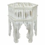 three hands wood moroccan inspired accent table distressed white finish free shipping today ethan allen headboard industrial style coffee tables dining room edmonton round marble 150x150