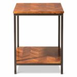 threshold preston end table parquet accent bull industrial chic stylebrbullnbspwalnut stained wood top with black metal basebrbull sturdy designbrbull integrated shelf for skinny 150x150
