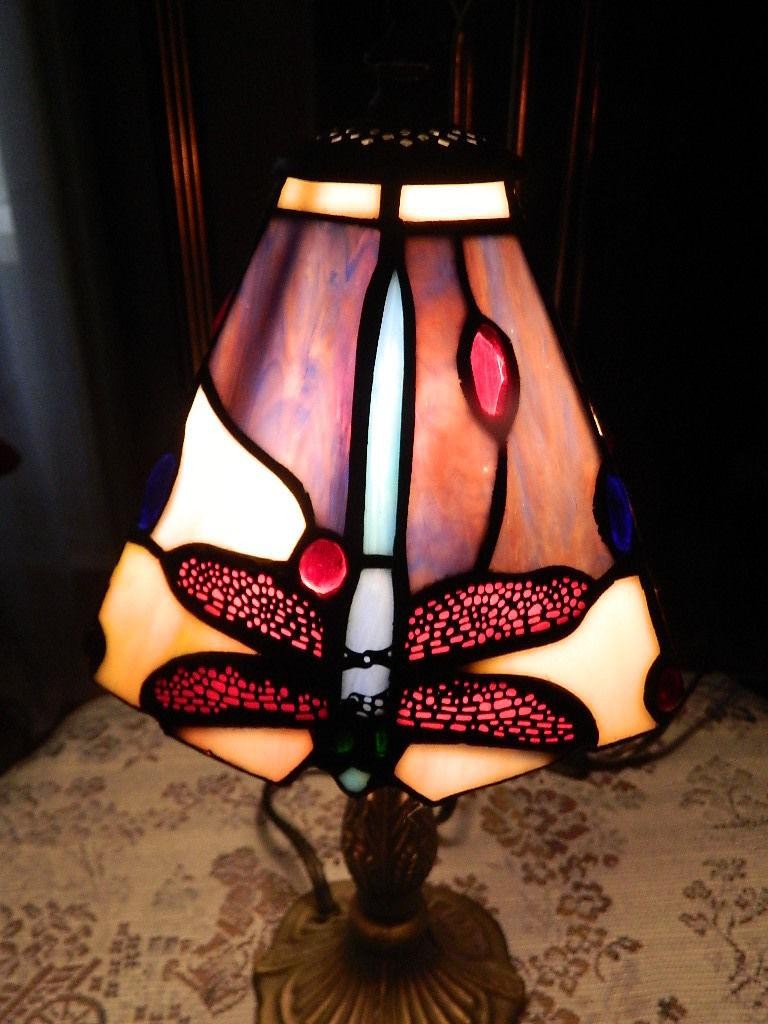 tiffany style stained glass dragonfly small accent table lamp red lamps next mid century modern round dining lucite gold coffee decorative chairs tray ideas bar oak side tables