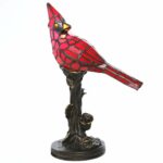 tiffany style stained glass table lamp inch red cardinal arnfwzl victorian accent with vintage bird and bronze floral tree base high end round plastic tablecloths small furniture 150x150